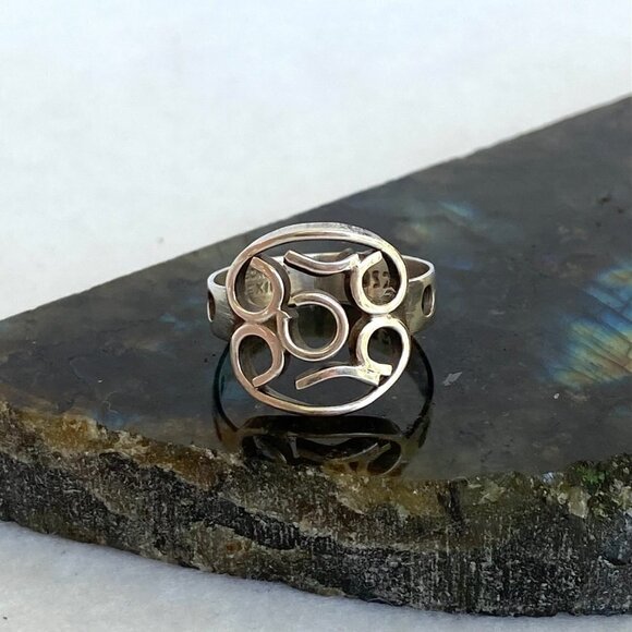 Sterling Silver 925 Mexico Modernist Geometric Scrolling Band Ring Sz 8.75 - Picture 16 of 16